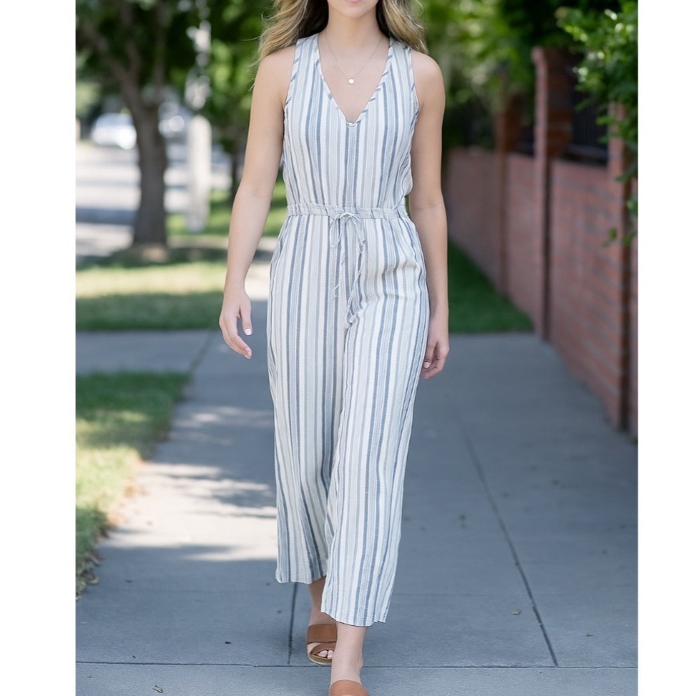 Anthropologie Drew Striped Sleeveless Jumpsuit Size small